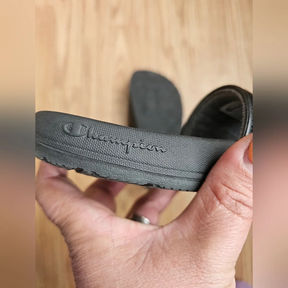 Champion Sandals | Black Slides | Size 1 Youth Unisex
